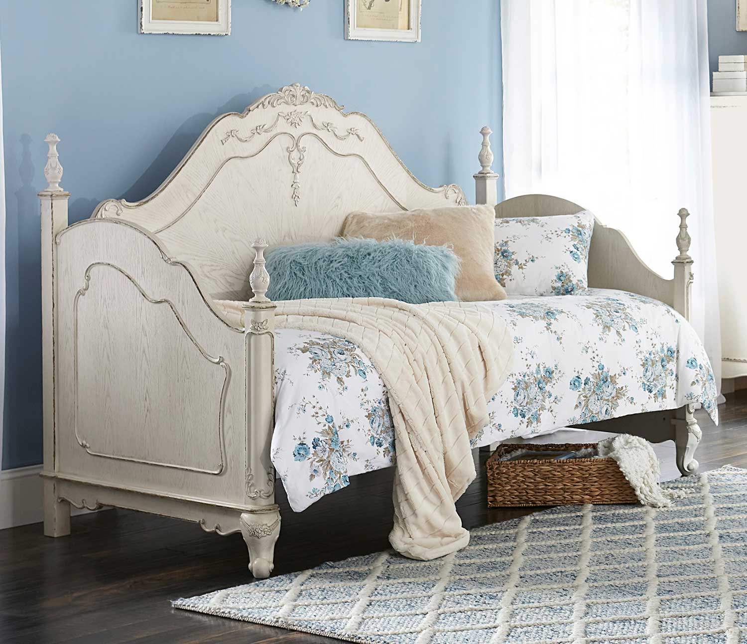 Homelegance Cinderella Daybed - Antique White with Gray Rub-Through
