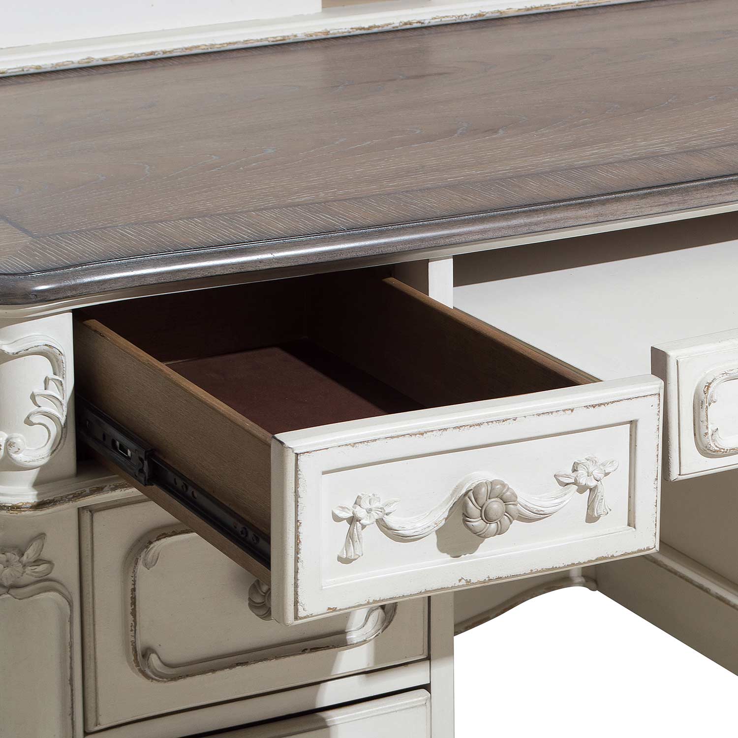 Homelegance Cinderella Writing Desk - Antique White with Gray Rub-Through