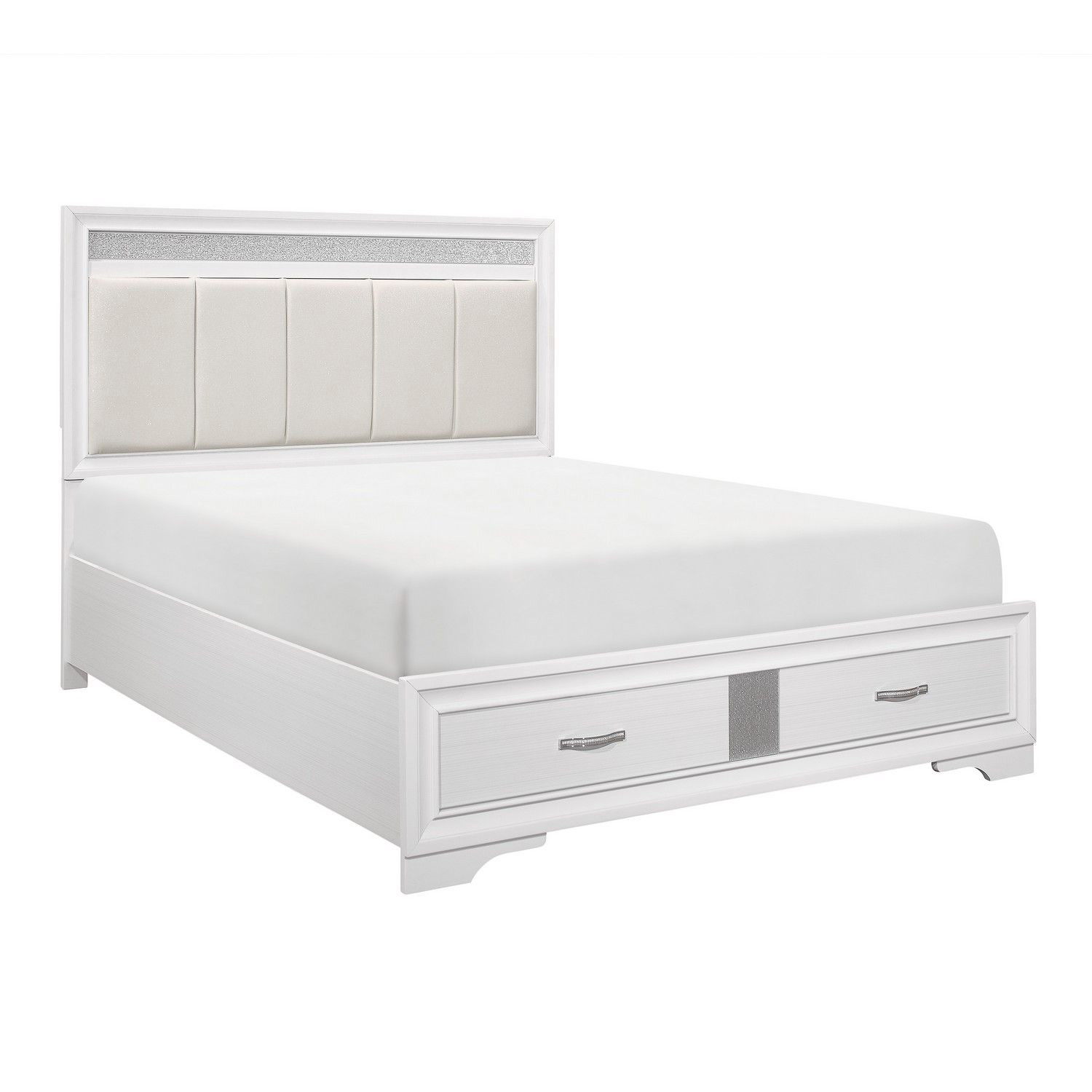 Homelegance Luster Platform Bed - Two-tone : White And Silver Glitter