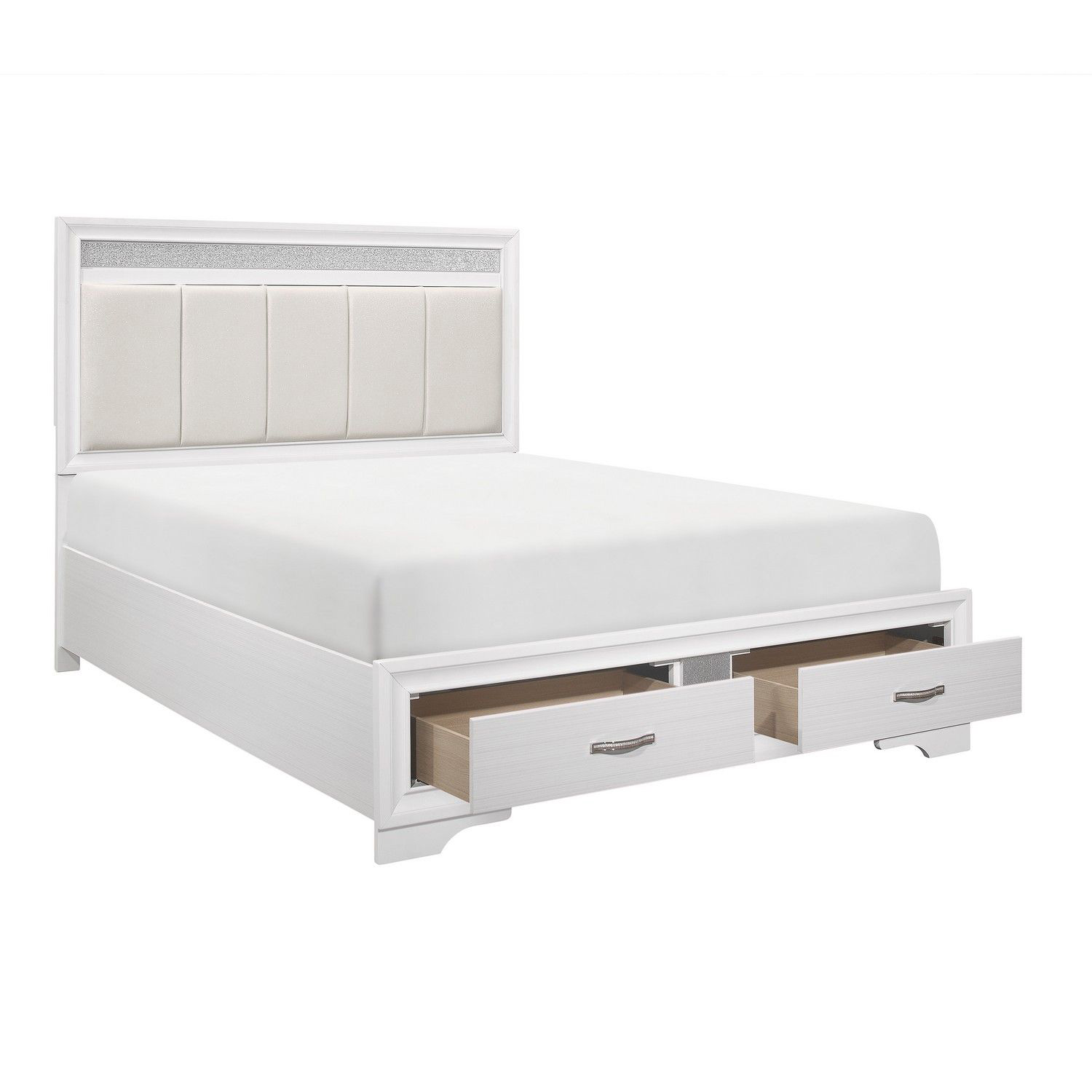 Homelegance Luster Platform Bed - Two-tone : White And Silver Glitter