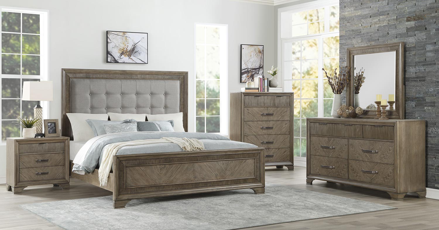 Homelegance Caruth Bedroom Set - Gray Fabric Homelegance Caruth Bedroom Set - Gray Fabric