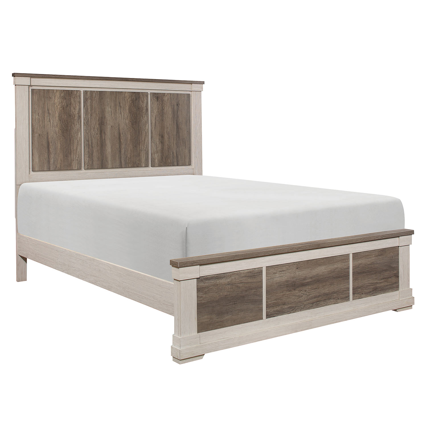 Homelegance Arcadia Bed - White Framing and Variegated Gray Printed Faux-Wood Grain Veneer