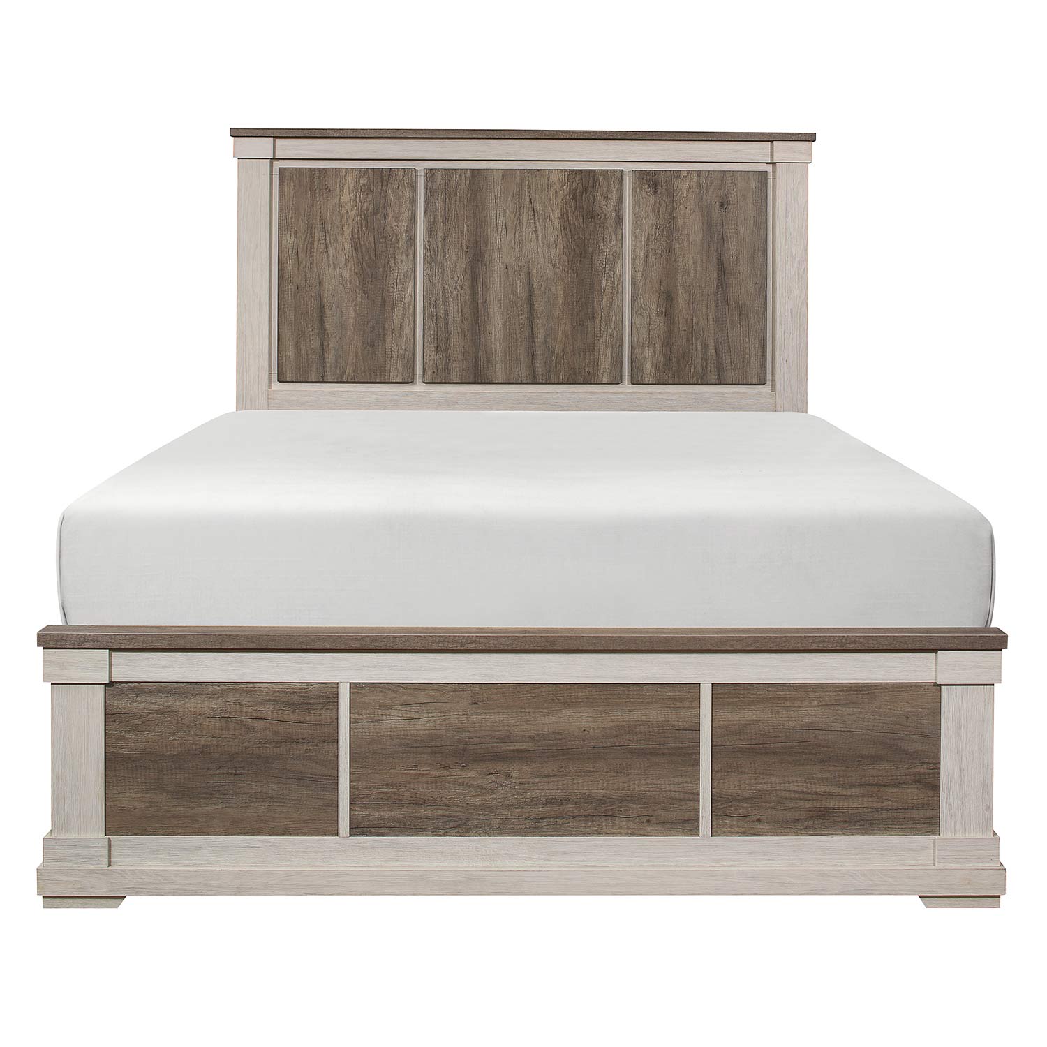 Homelegance Arcadia Bed - White Framing and Variegated Gray Printed Faux-Wood Grain Veneer