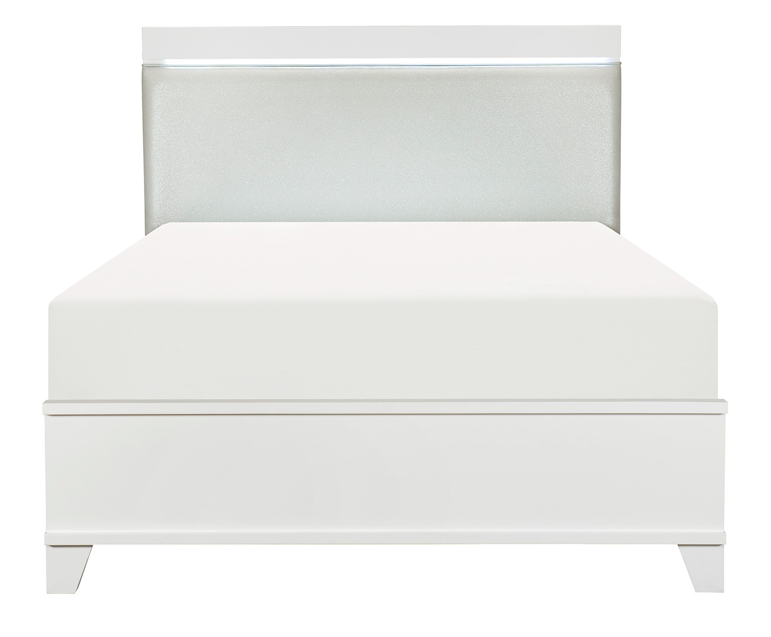 Homelegance Kerren or Keren Upholstered Bed with LED Lighting - White High Gloss