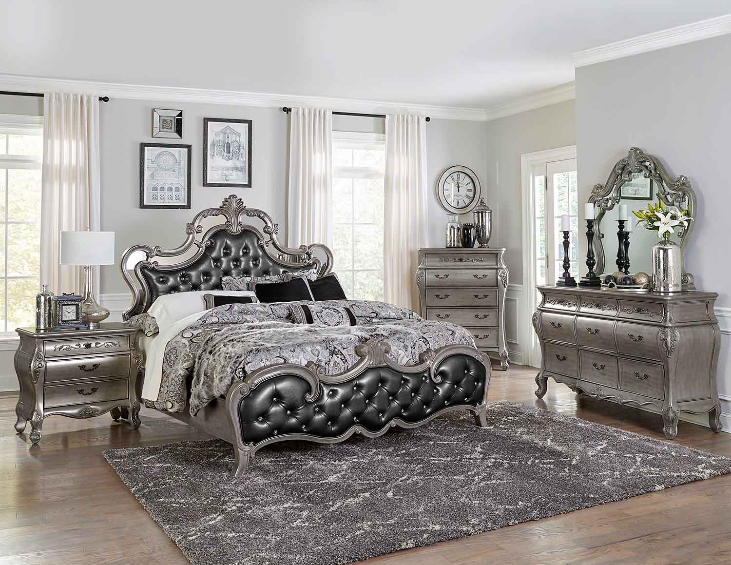 Homelegance Brigette Bedroom Set - Silver-Gray Homelegance Brigette Bedroom Set - Silver-Gray
