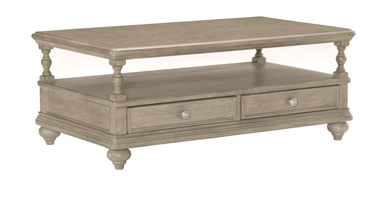 Homelegance Grayling Down Cocktail Table with Two Functional Drawers - Driftwood Gray
