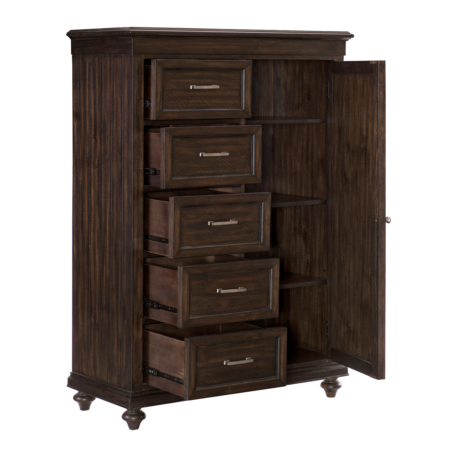 Homelegance Cardano Wardrobe Chest - Driftwood Charcoal over Acacia Solids and Veneers