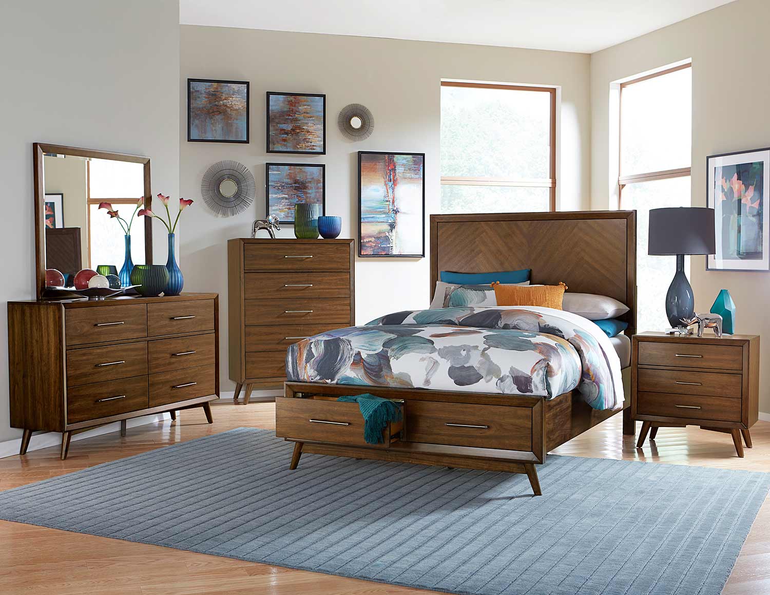 Homelegance Raku Platform Bedroom Set - Warm Walnut Homelegance Raku Platform Bedroom Set - Warm Walnut