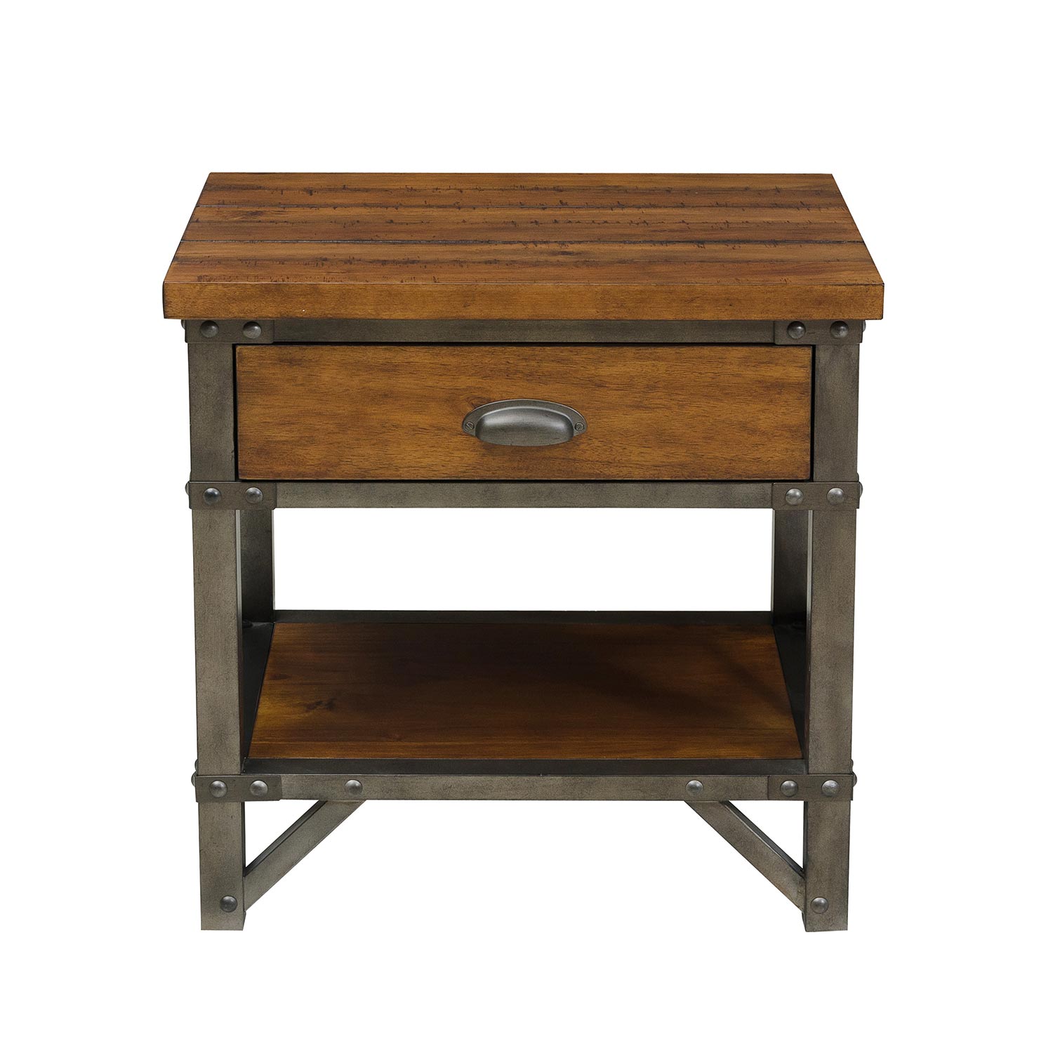Homelegance Holverson Night Stand - Rustic Brown Milk Crate Finish
