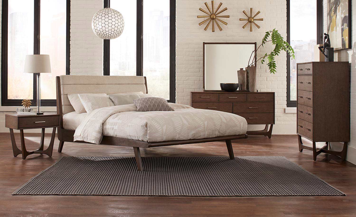 Homelegance Ruote Upholstered Platform Bedroom Set - Brown-Gray Homelegance Ruote Upholstered Platform Bedroom Set - Brown-Gray
