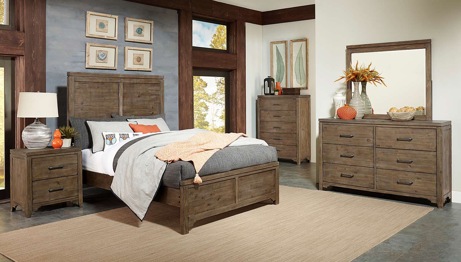 Homelegance Lyer Panel Bedroom Set - Rustic Brown Homelegance Lyer Panel Bedroom Set - Rustic Brown