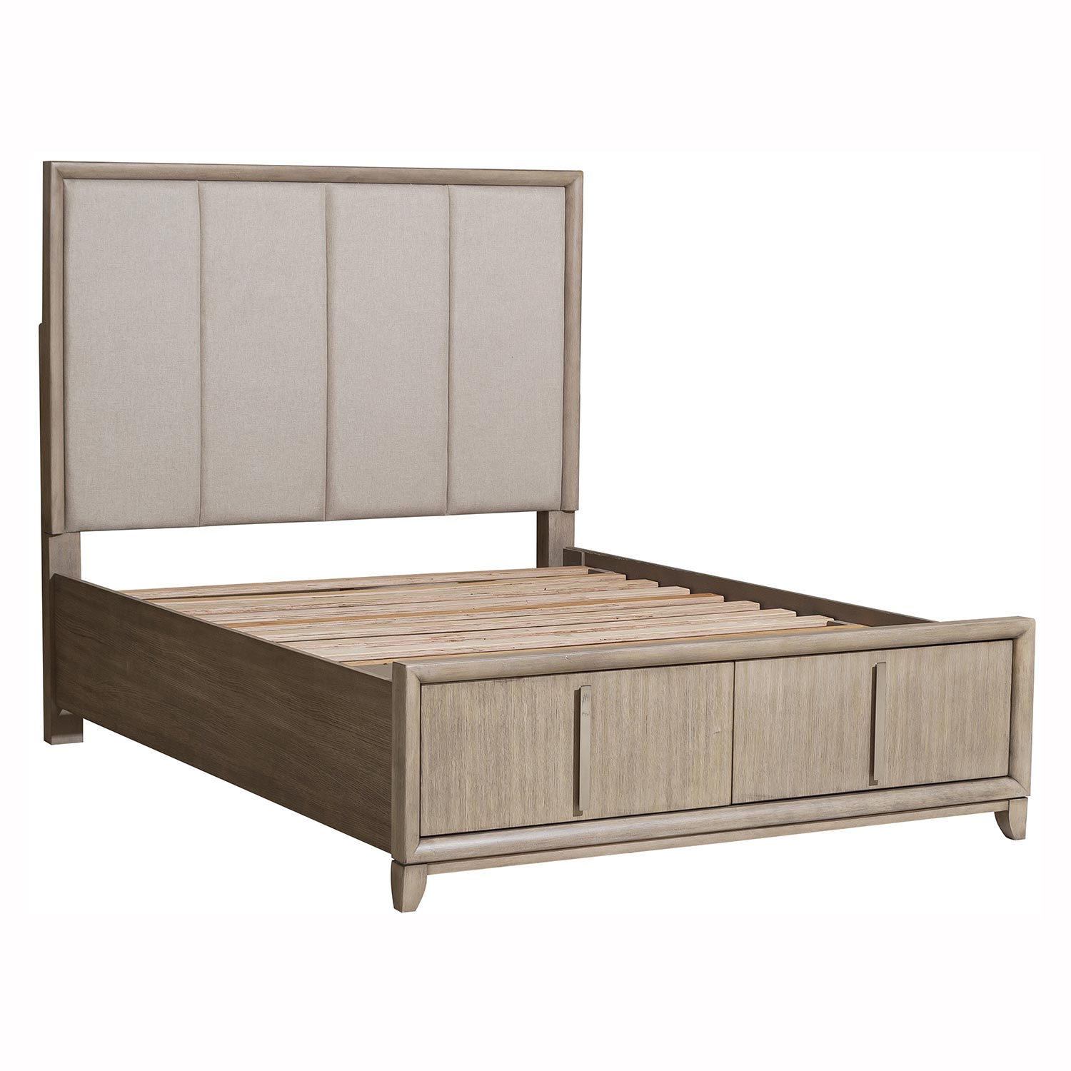 Homelegance McKewen Upholsterd Platform Bed with Footboard Storage - Light Gray