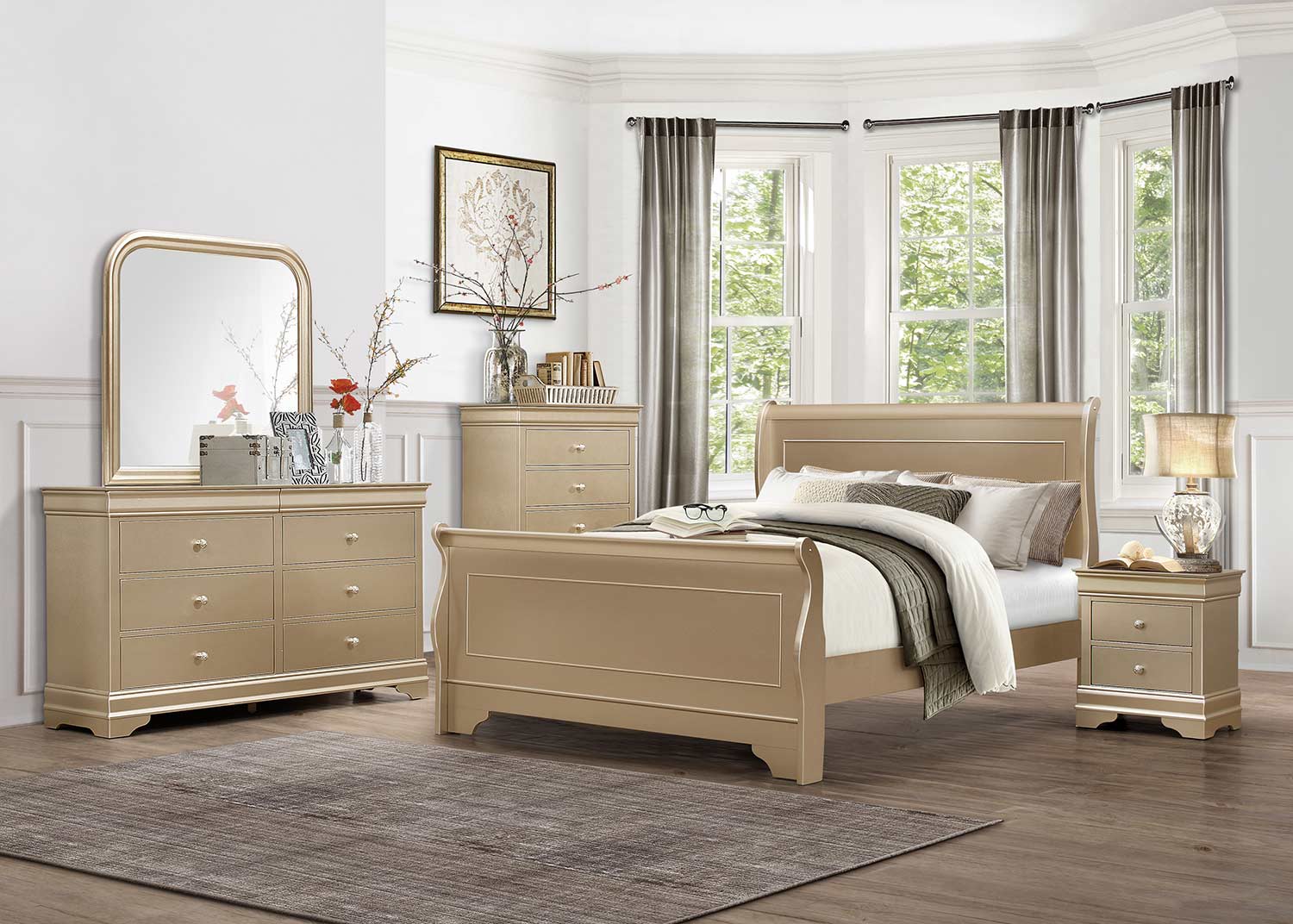 Homelegance Abbeville Bedroom Set - Gold Homelegance Abbeville Bedroom Set - Gold