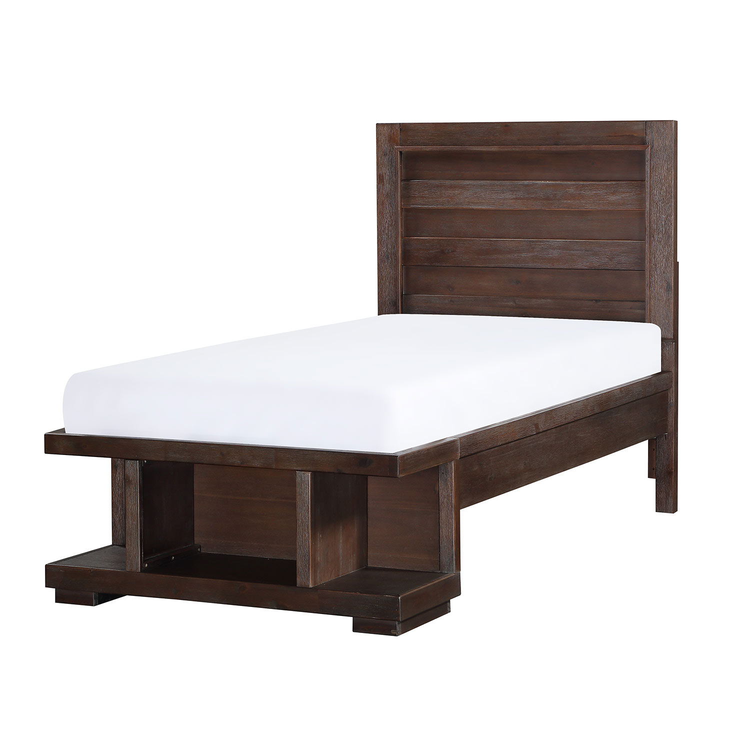 Homelegance Wrangell Platform Bed with Storage Footboard - Medium Cherry