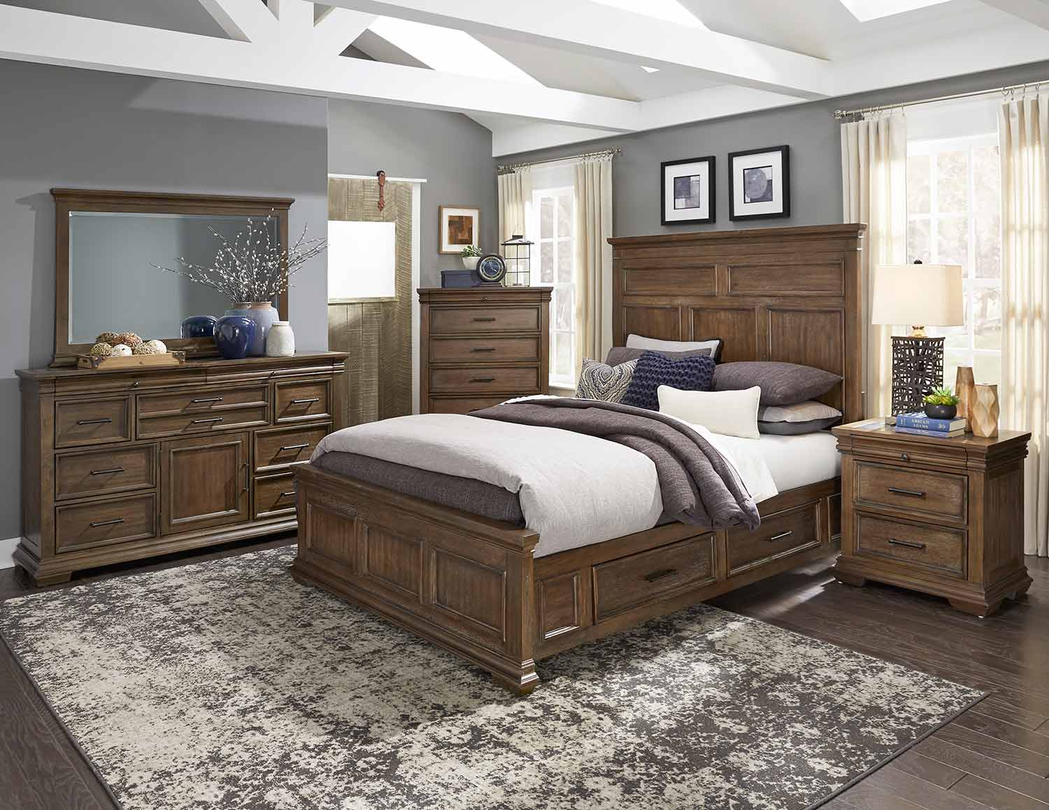 Homelegance Narcine Bedroom Set - Oak Veneer with Gray Finish Homelegance Narcine Bedroom Set - Oak Veneer with Gray Finish