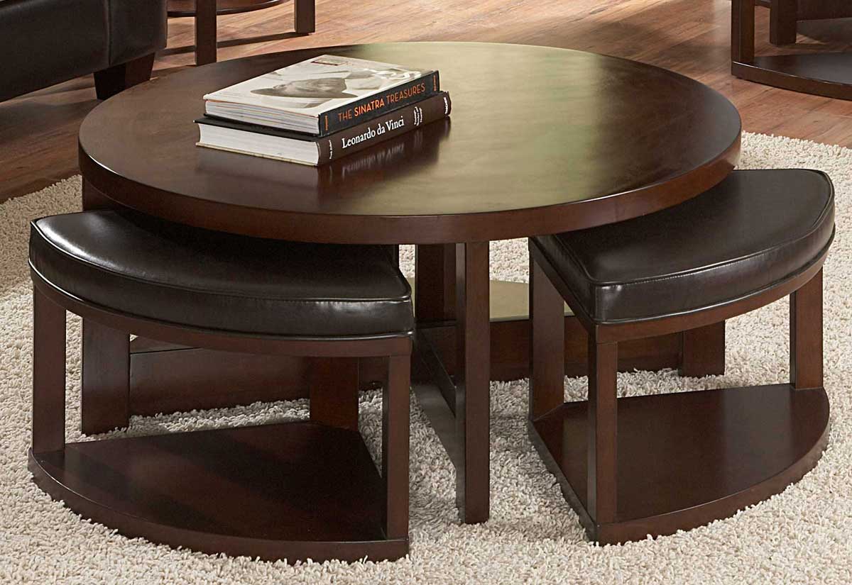 Homelegance Brussel II Round Cocktail Table with 4 ottomans Homelegance Brussel II Round Cocktail Table with 4 ottomans