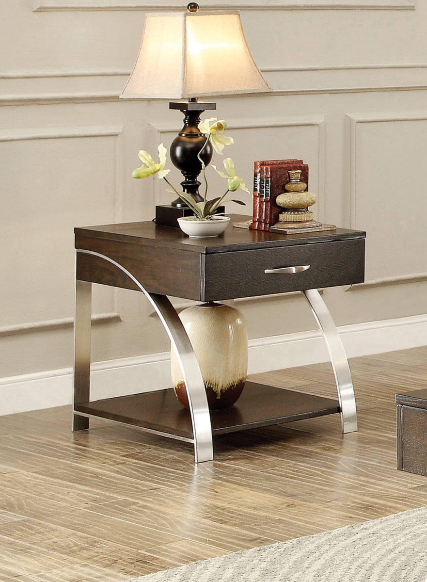 Homelegance Tioga End Table with Functional Drawer - Espresson