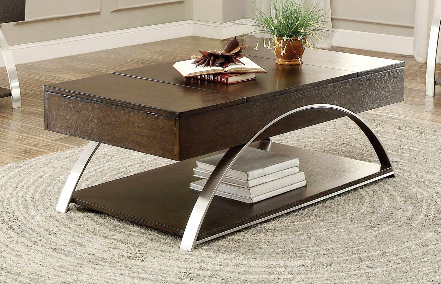 Homelegance Tioga Cocktail Table with Lift-Top and Storage - Espresson