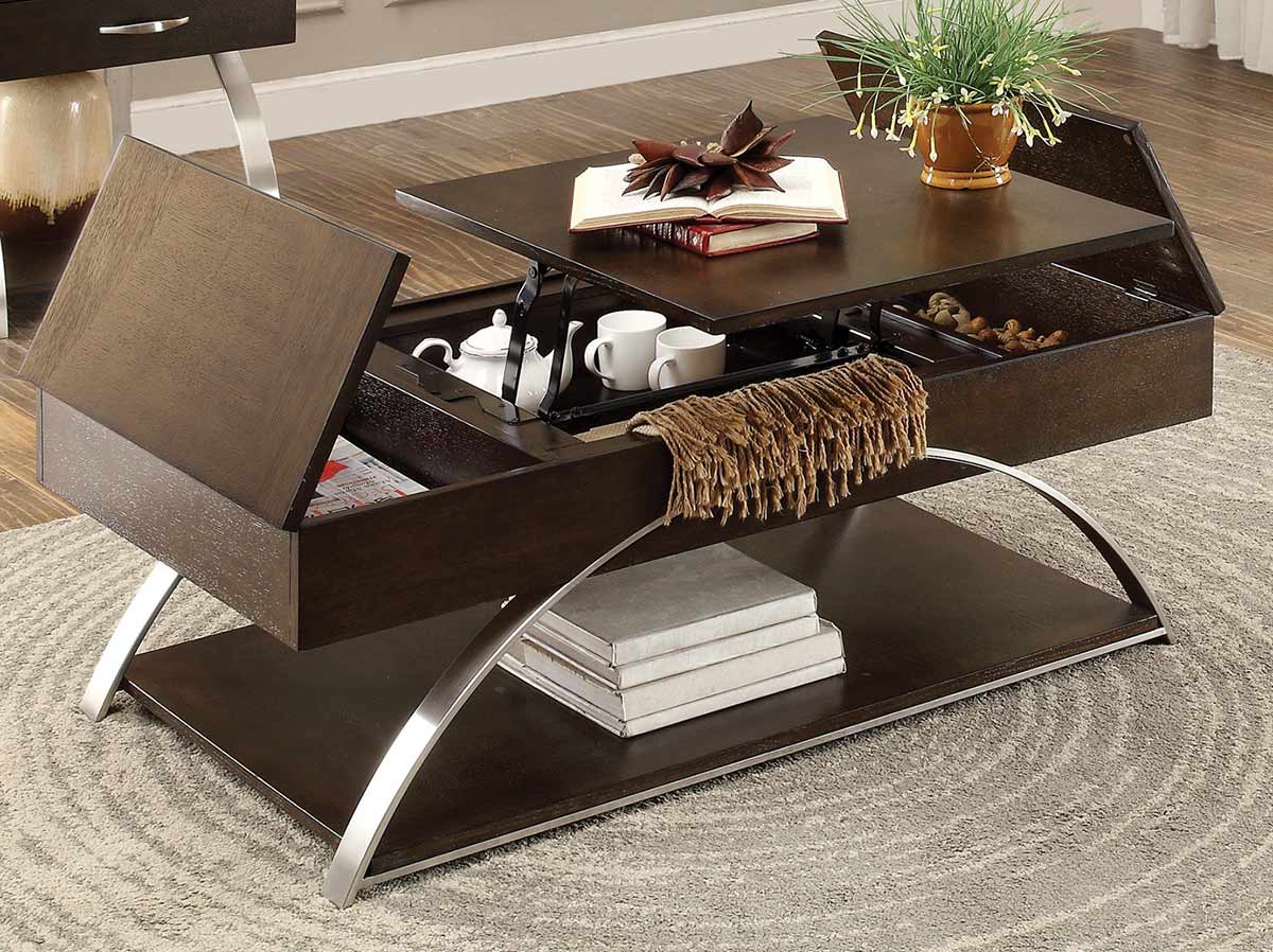 Homelegance Tioga Cocktail Table with Lift-Top and Storage - Espresson