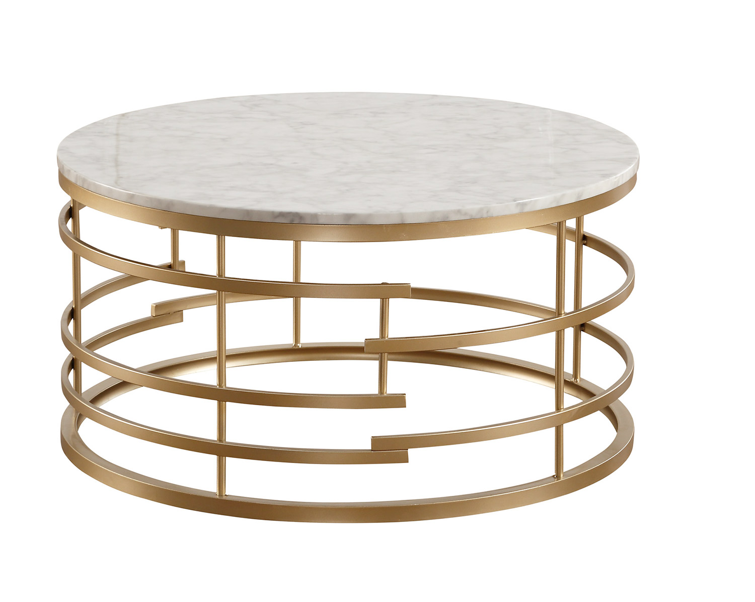 Homelegance Brassica Round Cocktail/Coffee Table with Faux Marble Top - Gold - White Marble Top Homelegance Brassica Round Cocktail/Coffee Table with Faux Marble Top - Gold - White Marble Top