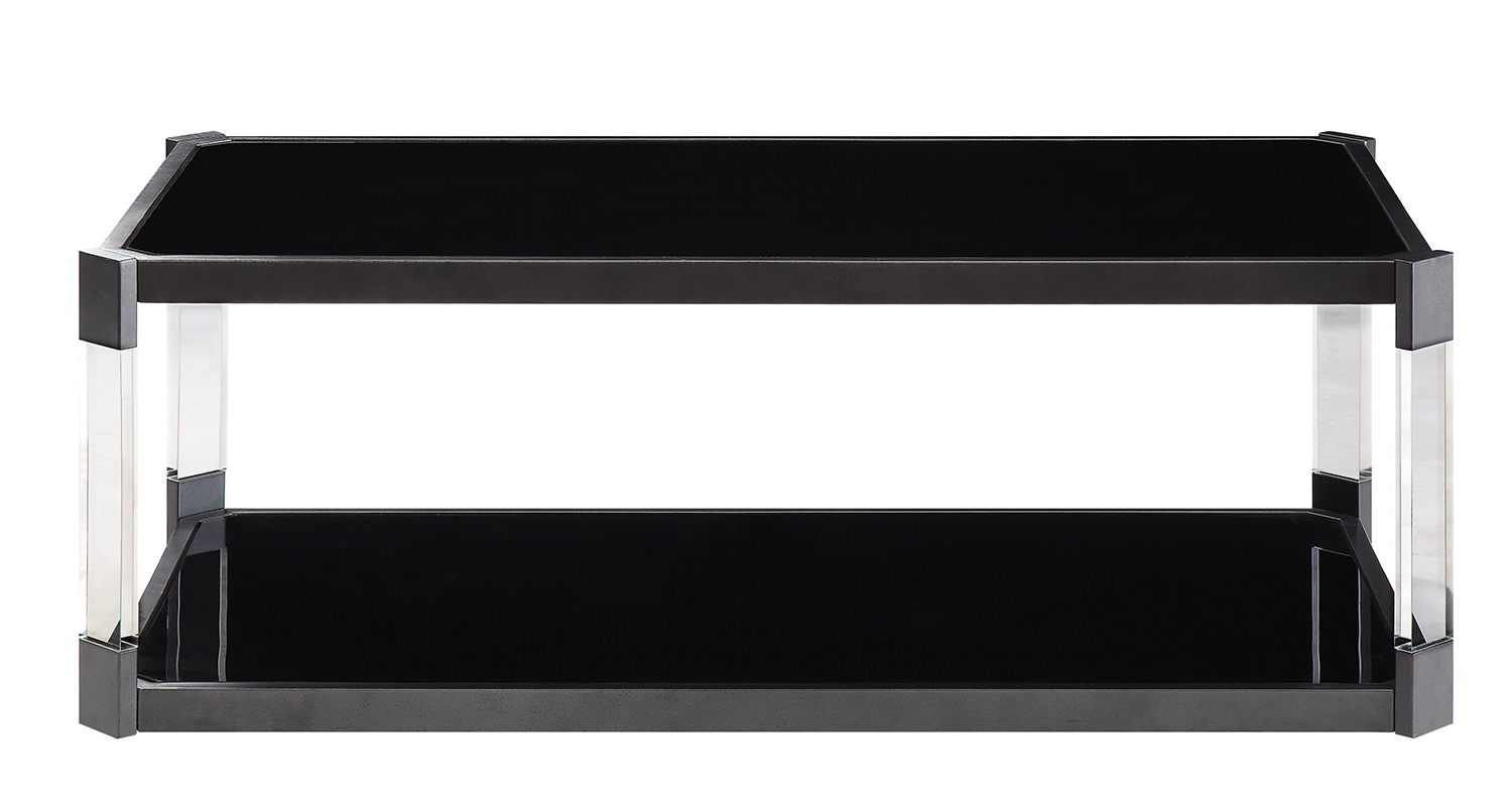 Homelegance Mehta Cocktail/Coffee Table with Casters - Black Glass Homelegance Mehta Cocktail/Coffee Table with Casters - Black Glass