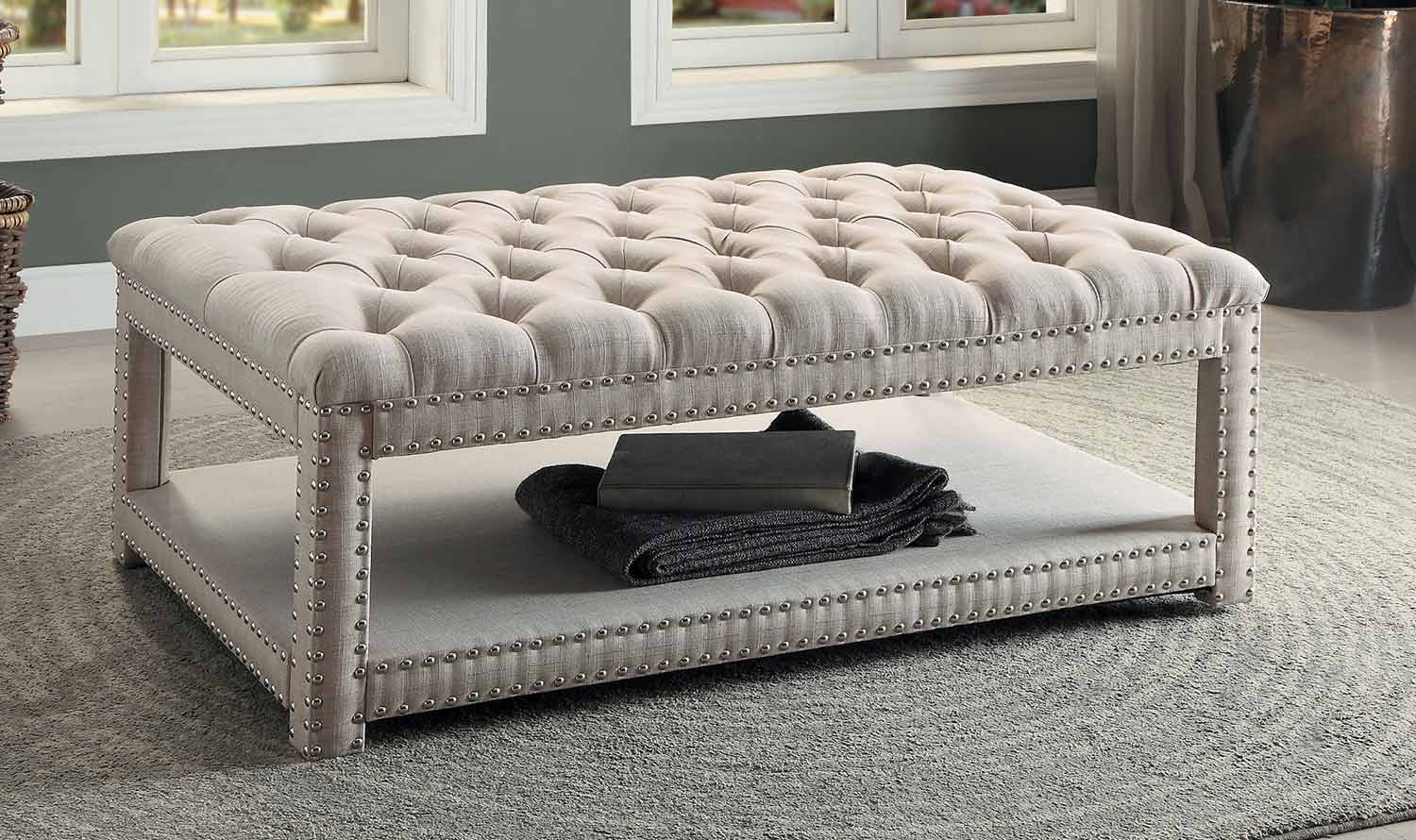Homelegance Abertram Cocktail/Coffee Ottoman - Beige Fabric Homelegance Abertram Cocktail/Coffee Ottoman - Beige Fabric
