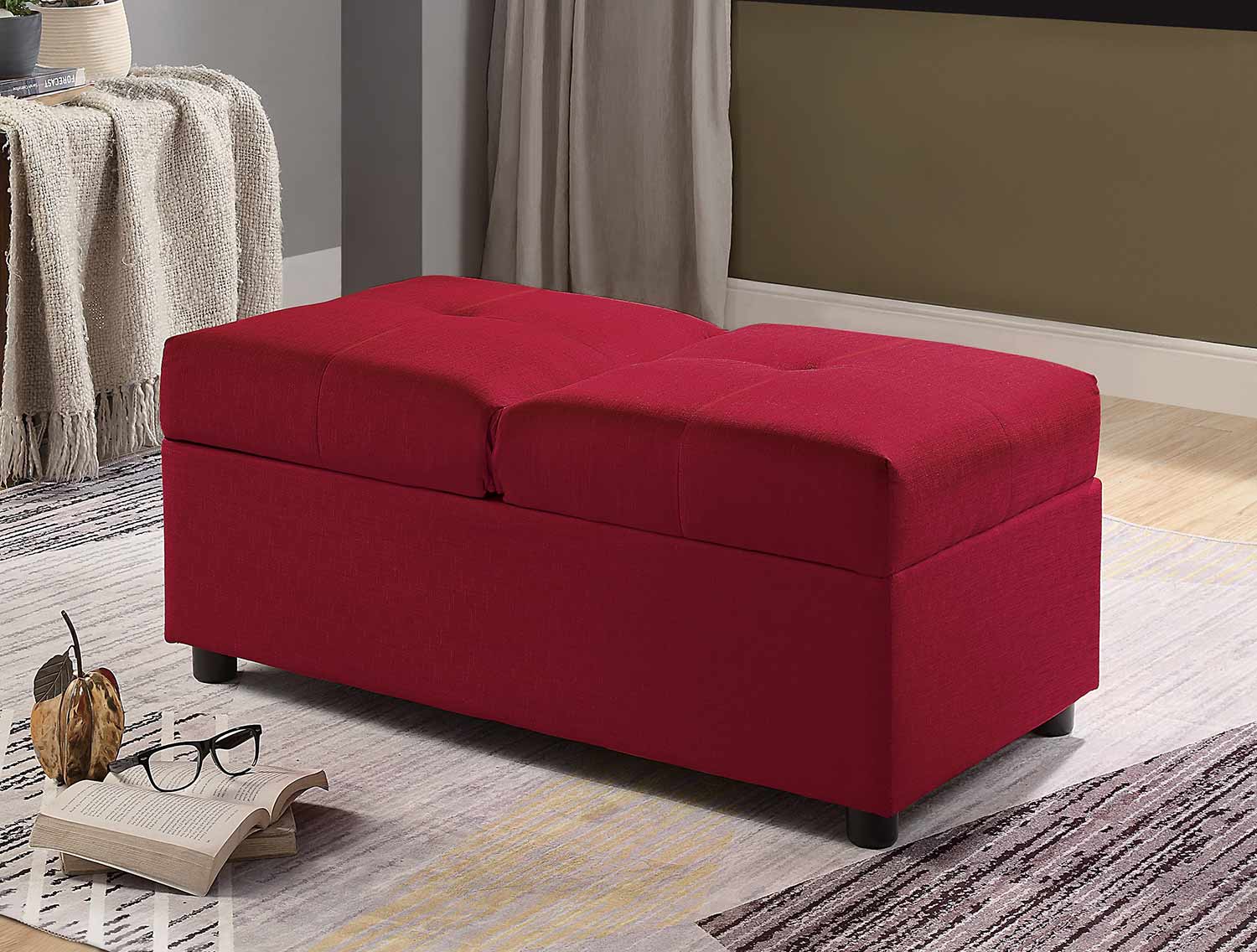 Homelegance Denby Storage Ottoman/Chair - Red