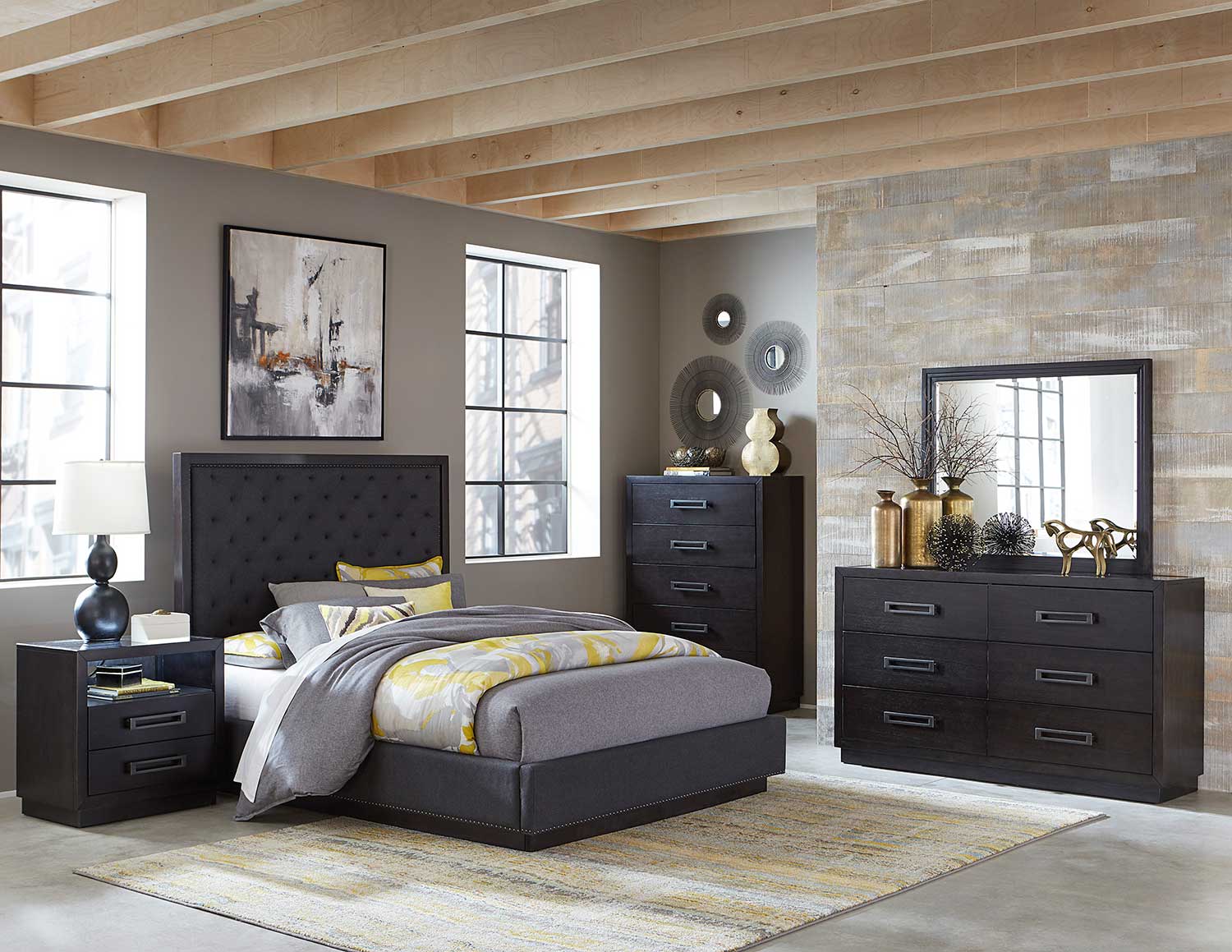 Homelegance Larchmont Bedroom Set - Charcoal Finish over Ash Veneer