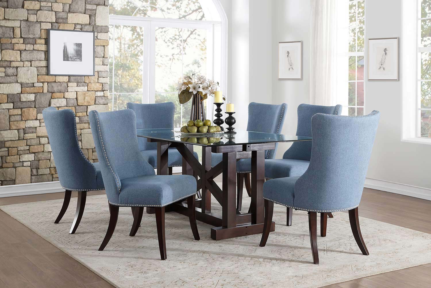 Homelegance Salema Glass Top Dining Set - Dark Brown Homelegance Salema Glass Top Dining Set - Dark Brown