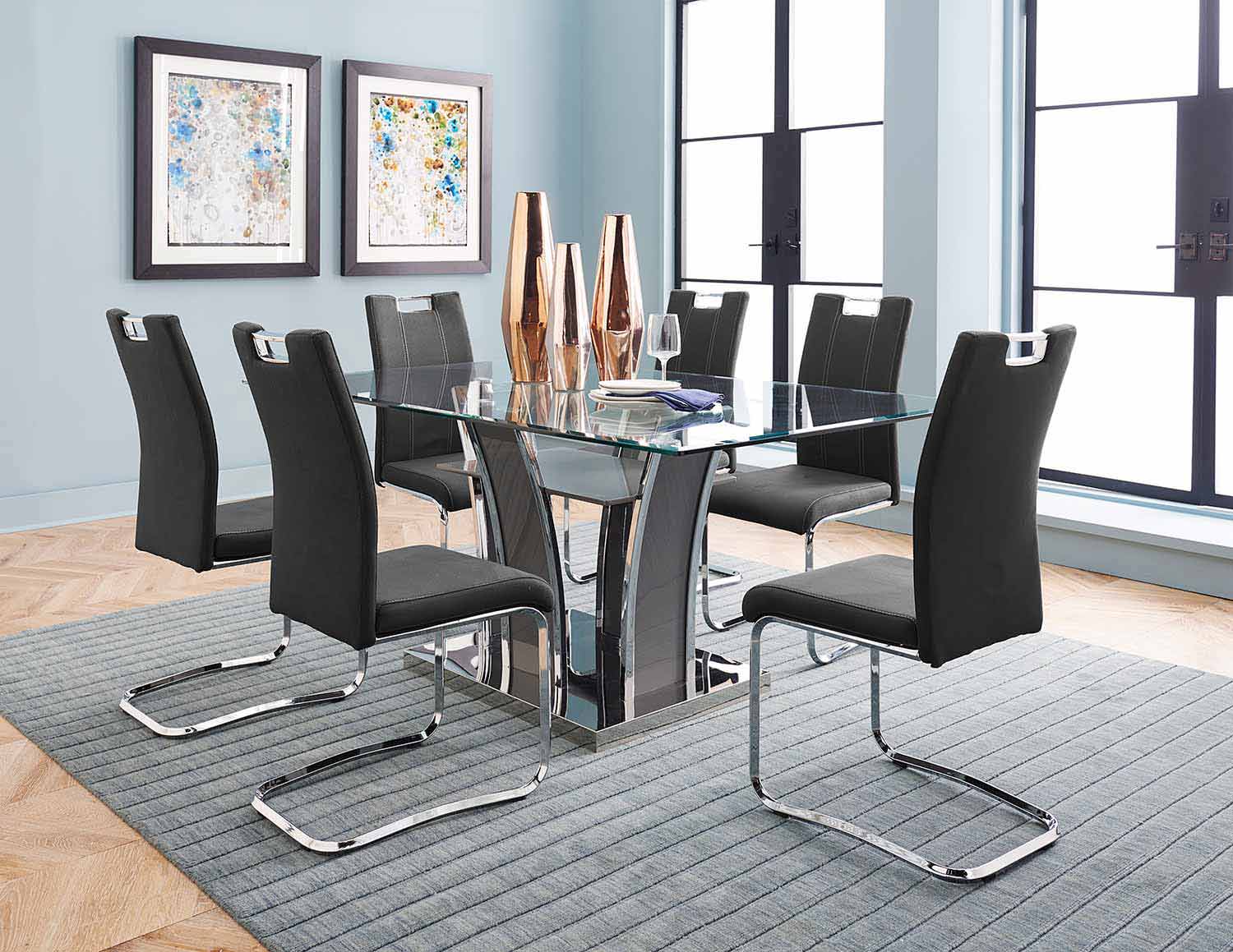 Homelegance Betmar Dining Set - Chrome and Grey - Grey Bi-Cast Vinyl Homelegance Betmar Dining Set - Chrome and Grey - Grey Bi-Cast Vinyl