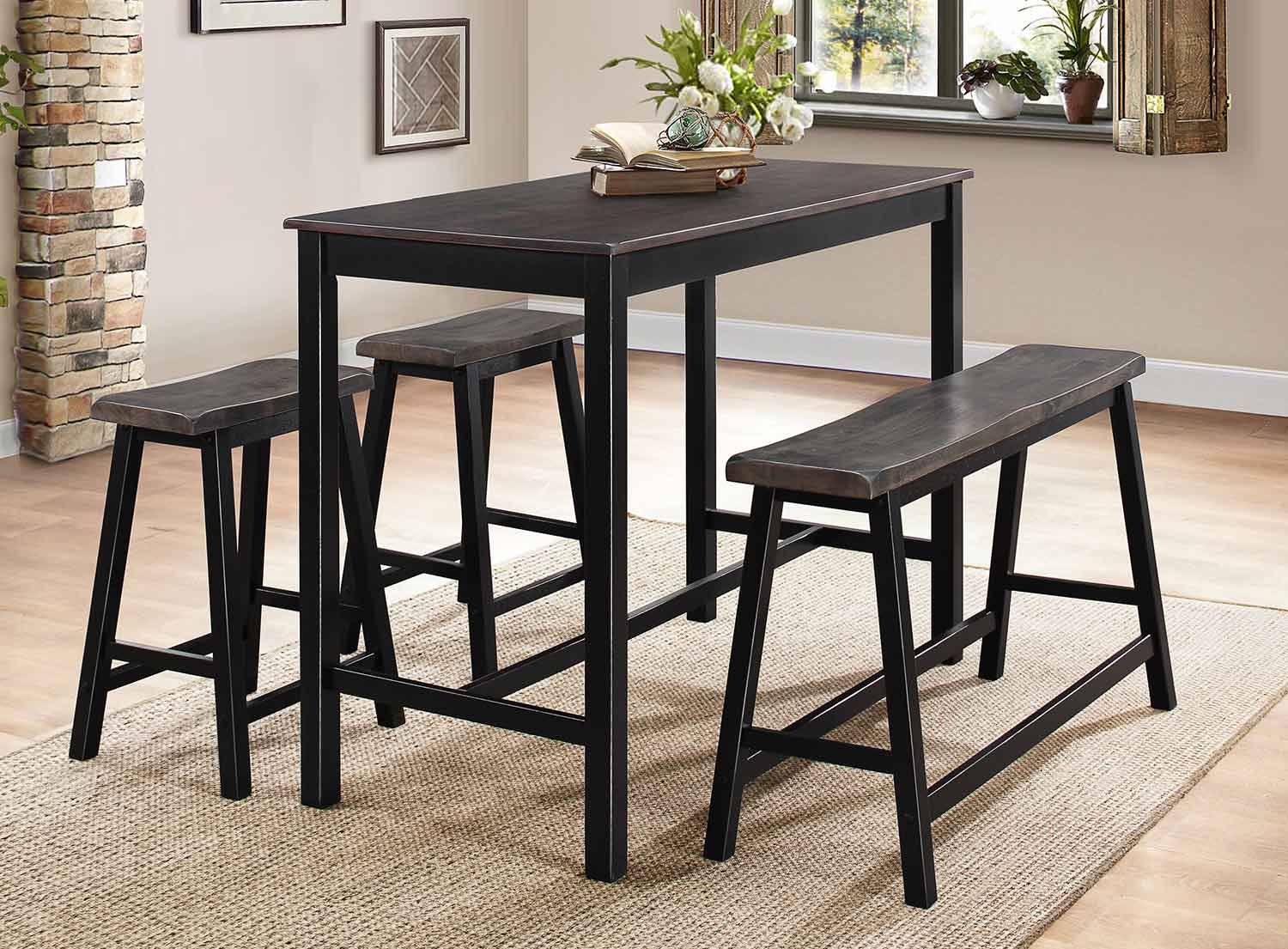 Homelegance Visby 4-Piece Pack Counter Height Set - Brown