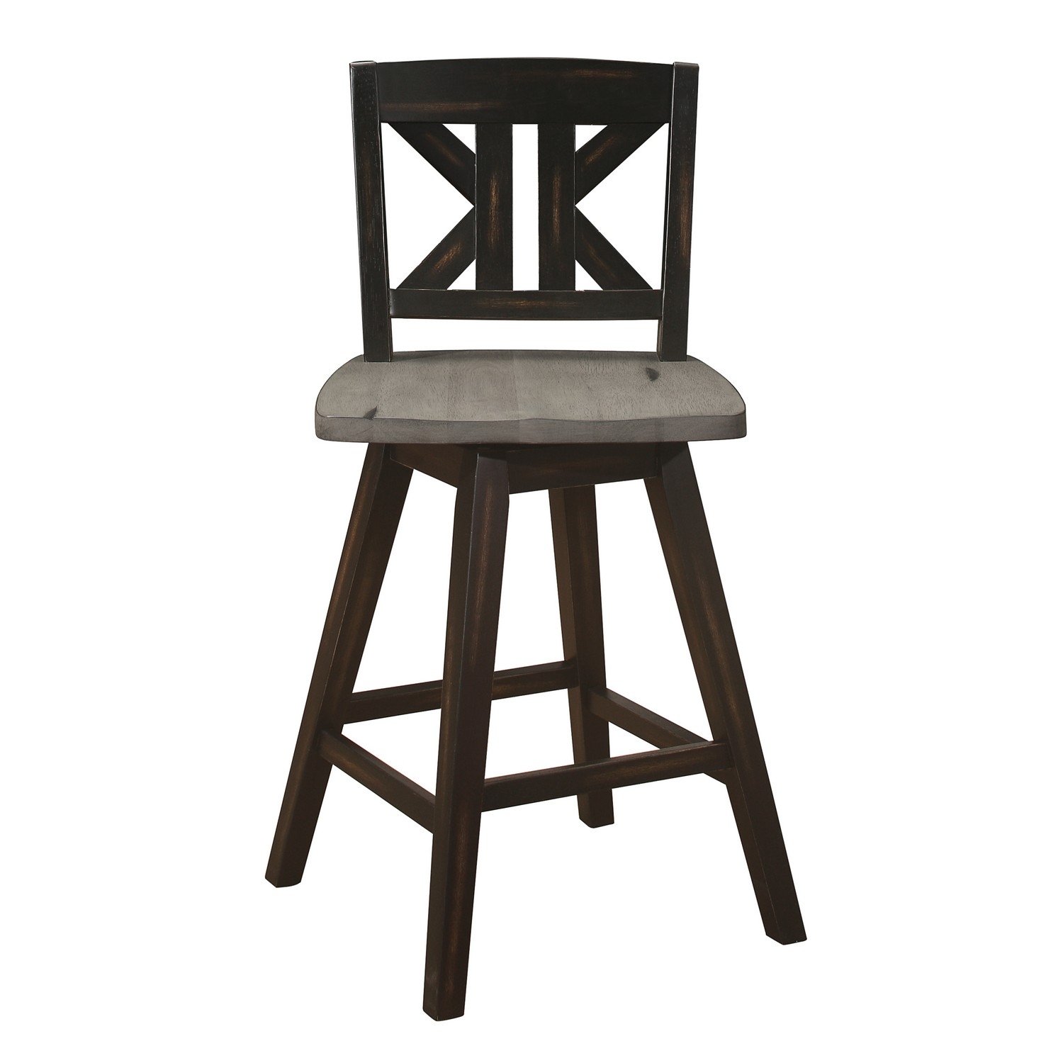 Homelegance Amsonia Swivel Counter Height Chair - Distressed Gray/Black