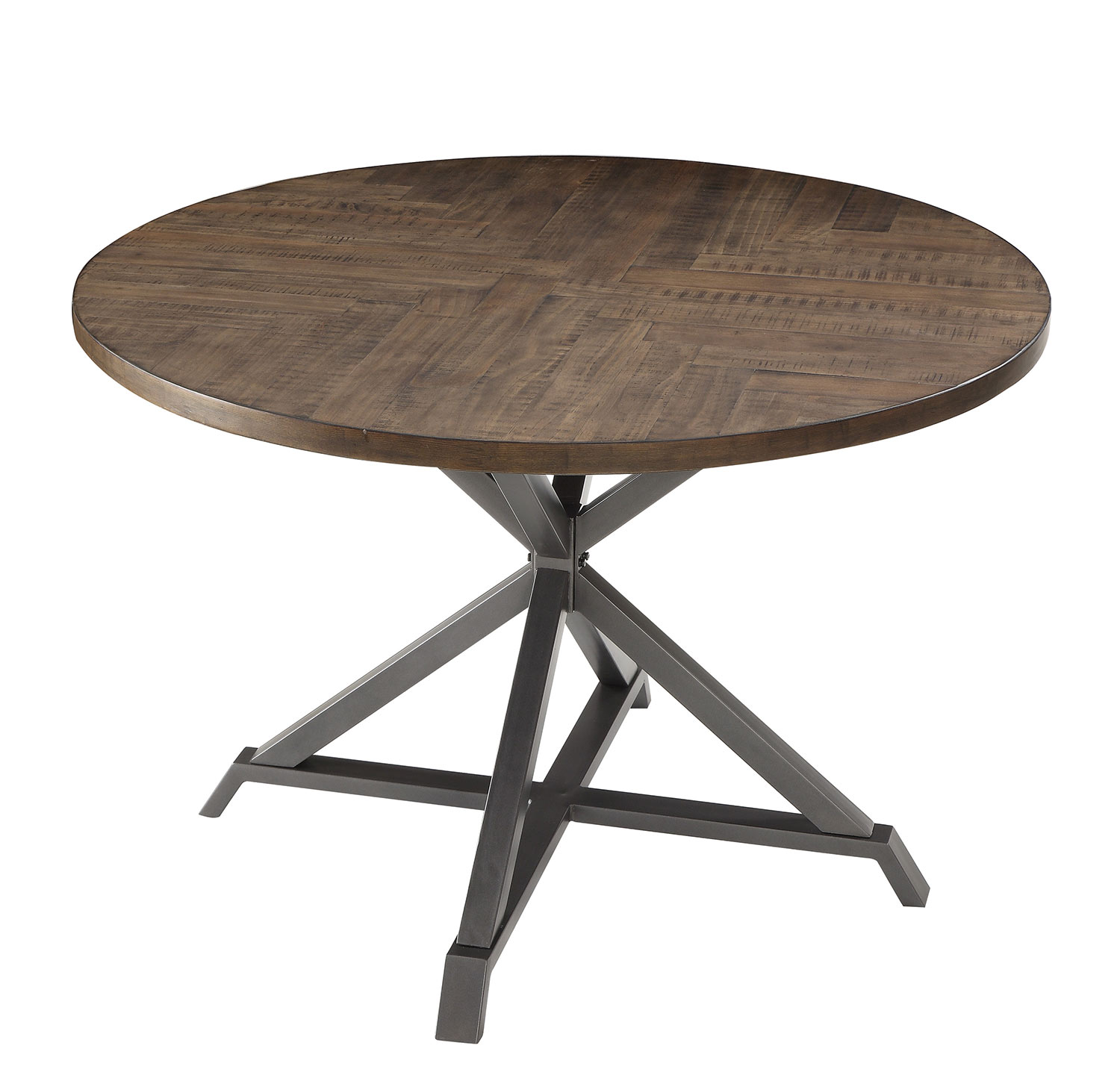 Homelegance Fideo Round Dining Table - Rustic - Gray Metal