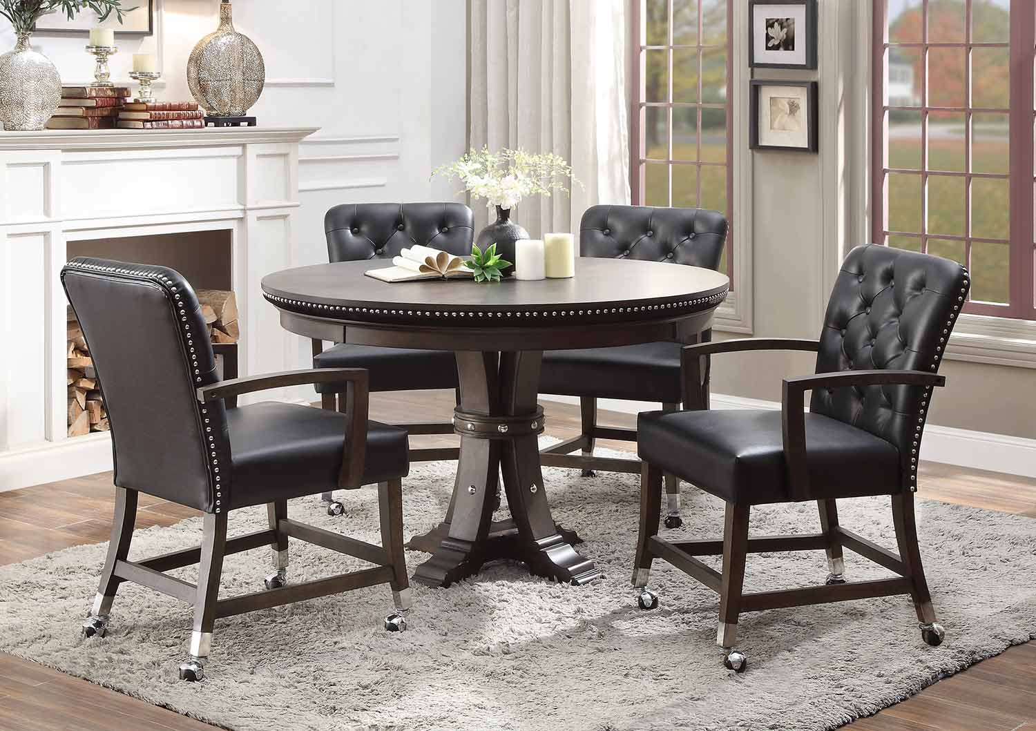 Homelegance Ante Round Dining/Game Table Set - Dark Brown Homelegance Ante Round Dining/Game Table Set - Dark Brown