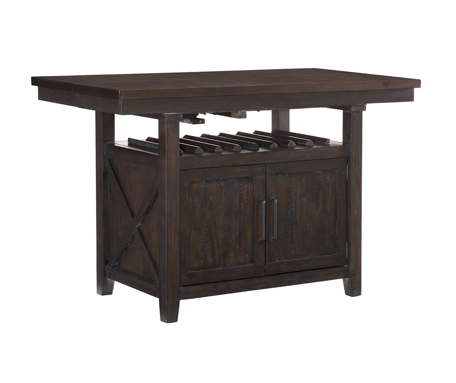 Homelegance Oxton Counter Height Table with Storage Base - Rustic Brown