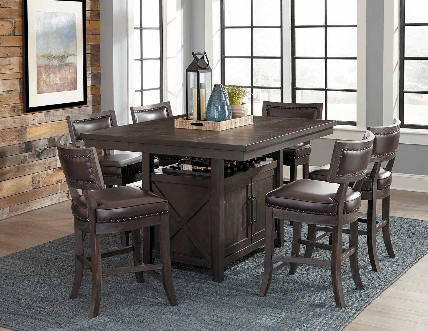 Homelegance Oxton Counter Height Dining Set - Rustic Brown