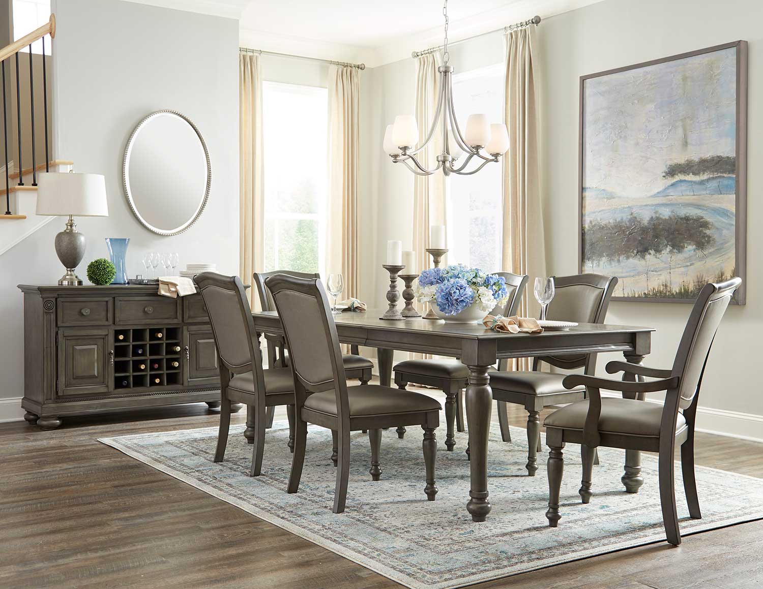 Homelegance Summerdale Dining Set - Birch veneer - Gray Bi-cast Vinyl Homelegance Summerdale Dining Set - Birch veneer - Gray Bi-cast Vinyl