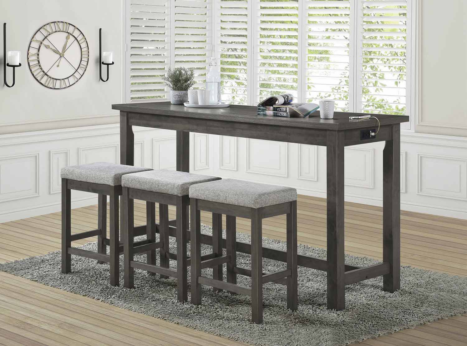 Homelegance Connected 4-Piece Pack Counter Height Set - Charcoal Gray