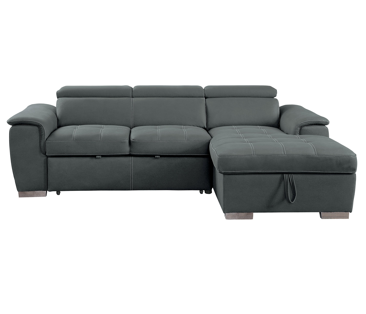 Homelegance Ferriday Sectional with Pull-out Bed and Hidden Storage Set - Gray