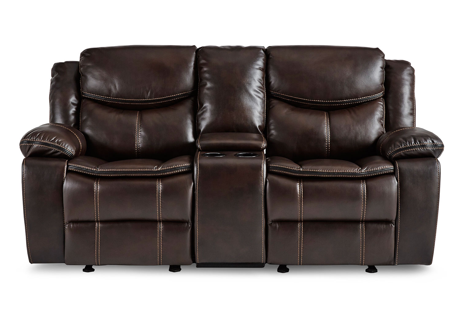 Homelegance Bastrop Double Glider Reclining Love Seat With Center Console - Dark Brown