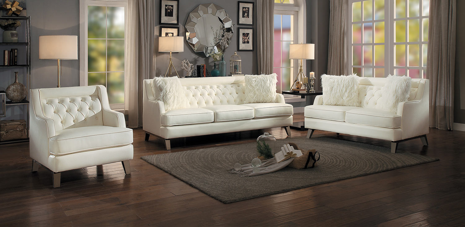 Homelegance Nevaun Sofa Set - Cream Homelegance Nevaun Sofa Set - Cream