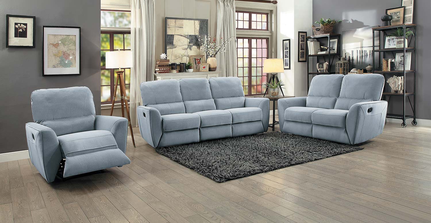 Homelegance Dowling Reclining Sofa Set - Light Gray Homelegance Dowling Reclining Sofa Set - Light Gray