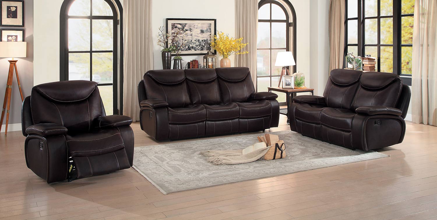 Homelegance Verkin Double Reclining Sofa Set - Dark Brown Homelegance Verkin Double Reclining Sofa Set - Dark Brown