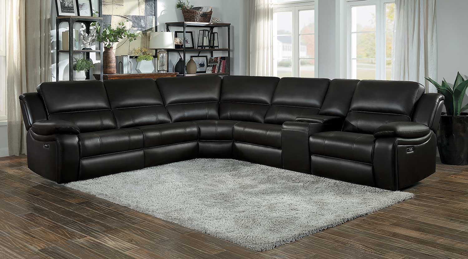 Homelegance Falun Power Reclining Sectional Sofa Set - Dark Brown Homelegance Falun Power Reclining Sectional Sofa Set - Dark Brown