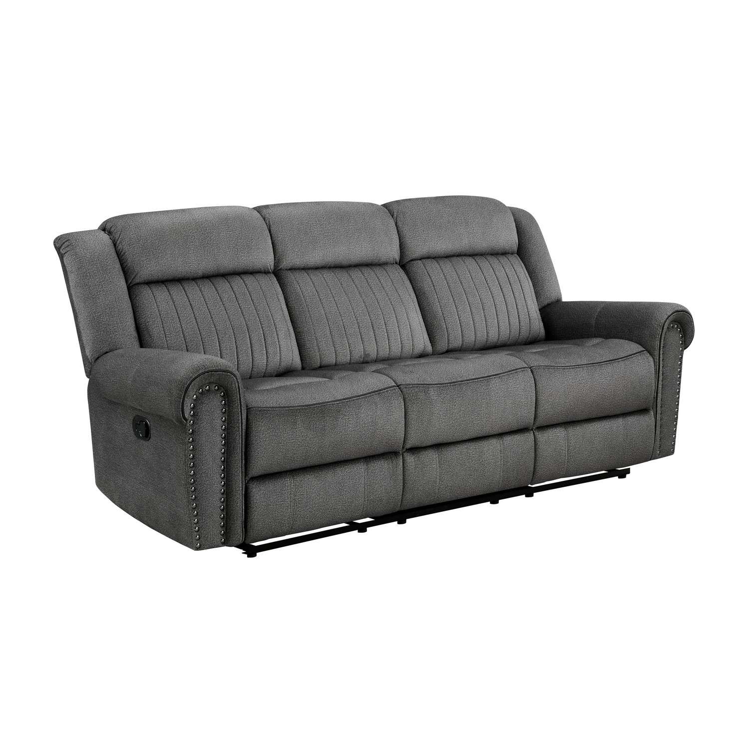 Homelegance Brennen Double Reclining Sofa - Charcoal