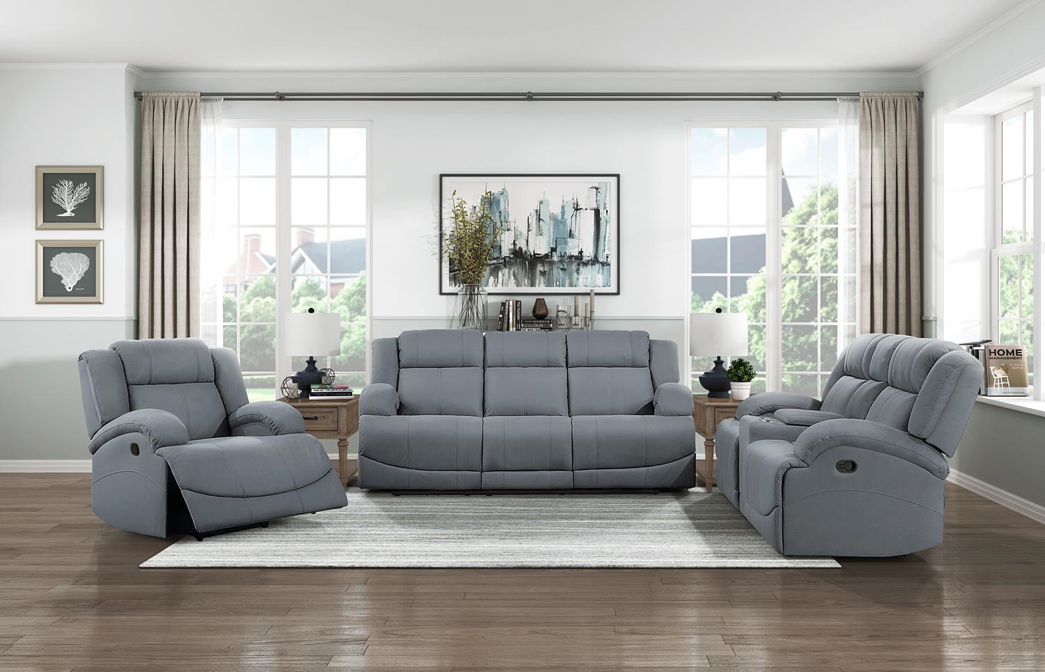 Homelegance Camryn Reclining Sofa Set - Graphite blue