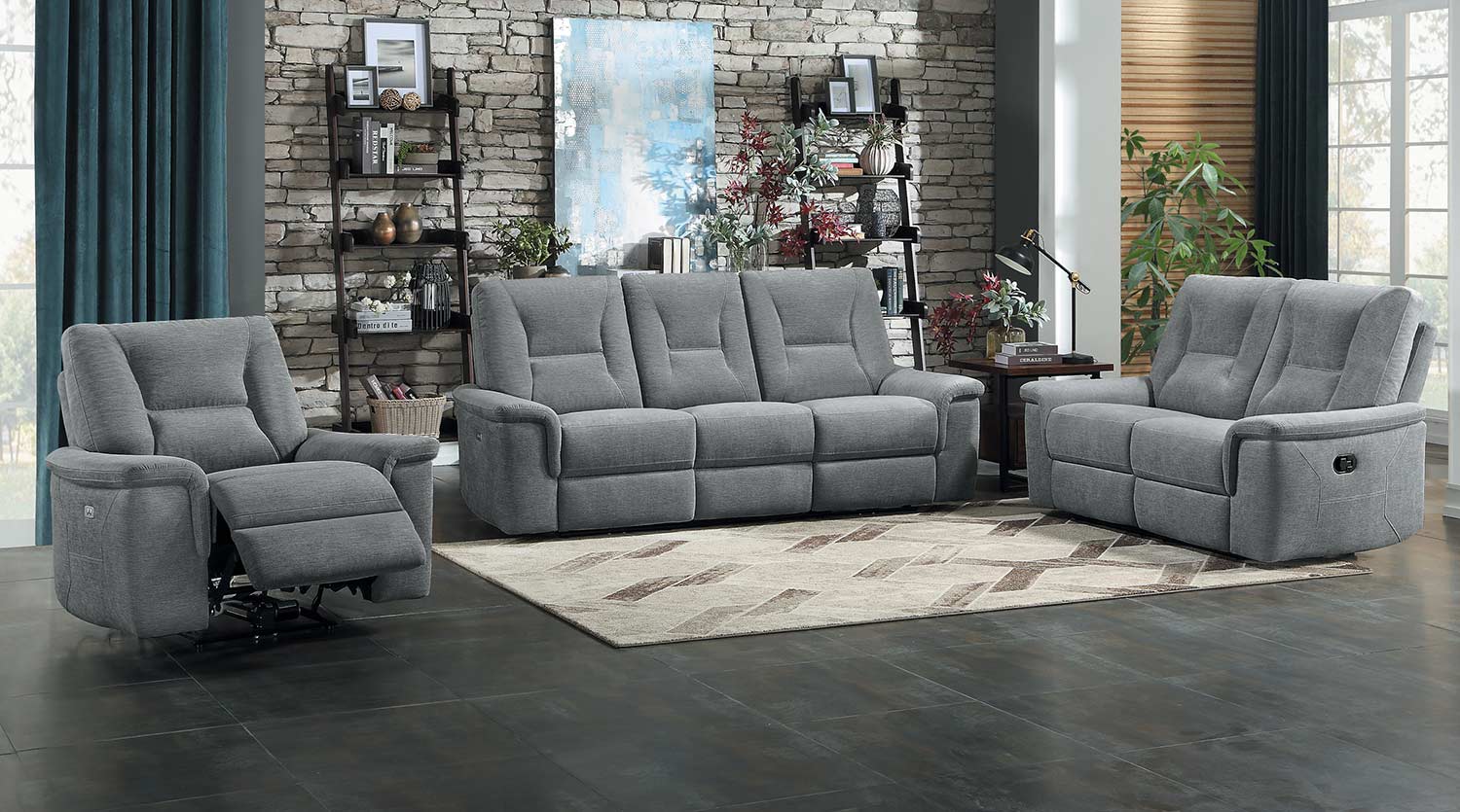 Homelegance Edelweiss Reclining Sofa Set - Metal gray Homelegance Edelweiss Reclining Sofa Set - Metal gray
