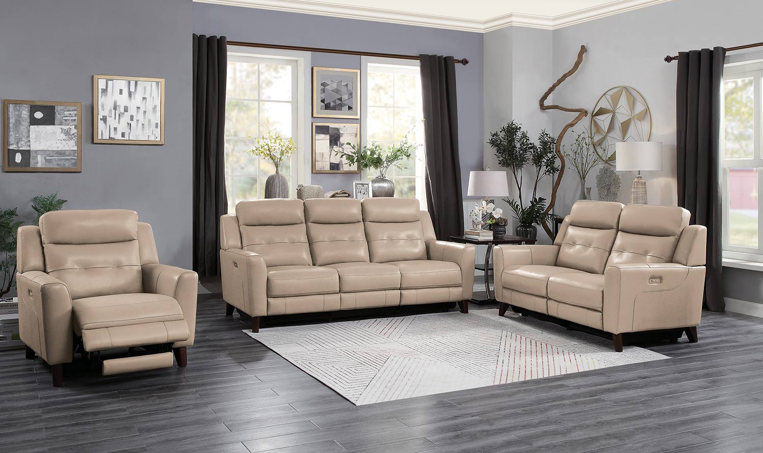 Homelegance Wystan Power Reclining Sofa Set - Beige Homelegance Wystan Power Reclining Sofa Set - Beige