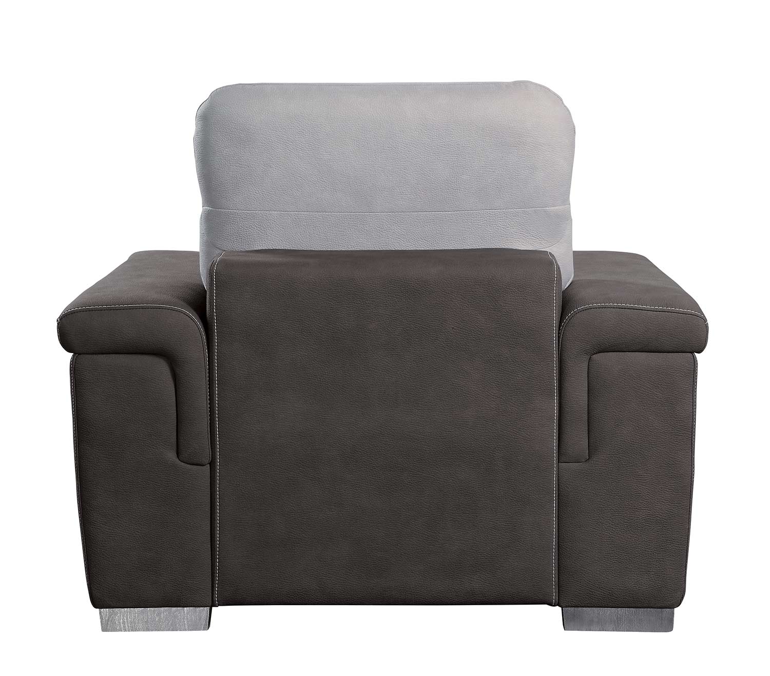 Homelegance Alfio Chair with Pull-out Ottoman - Silver/Chocolate