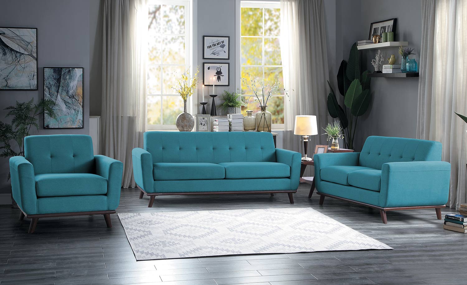 Homelegance Rittman Sofa Set - Blue Homelegance Rittman Sofa Set - Blue